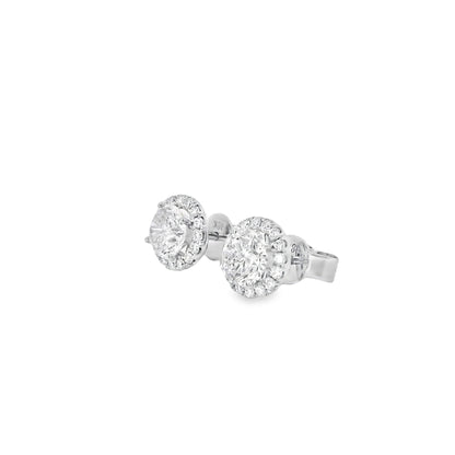 18k White Gold 1.95ctw Natural Round Brilliant Diamond Earrings