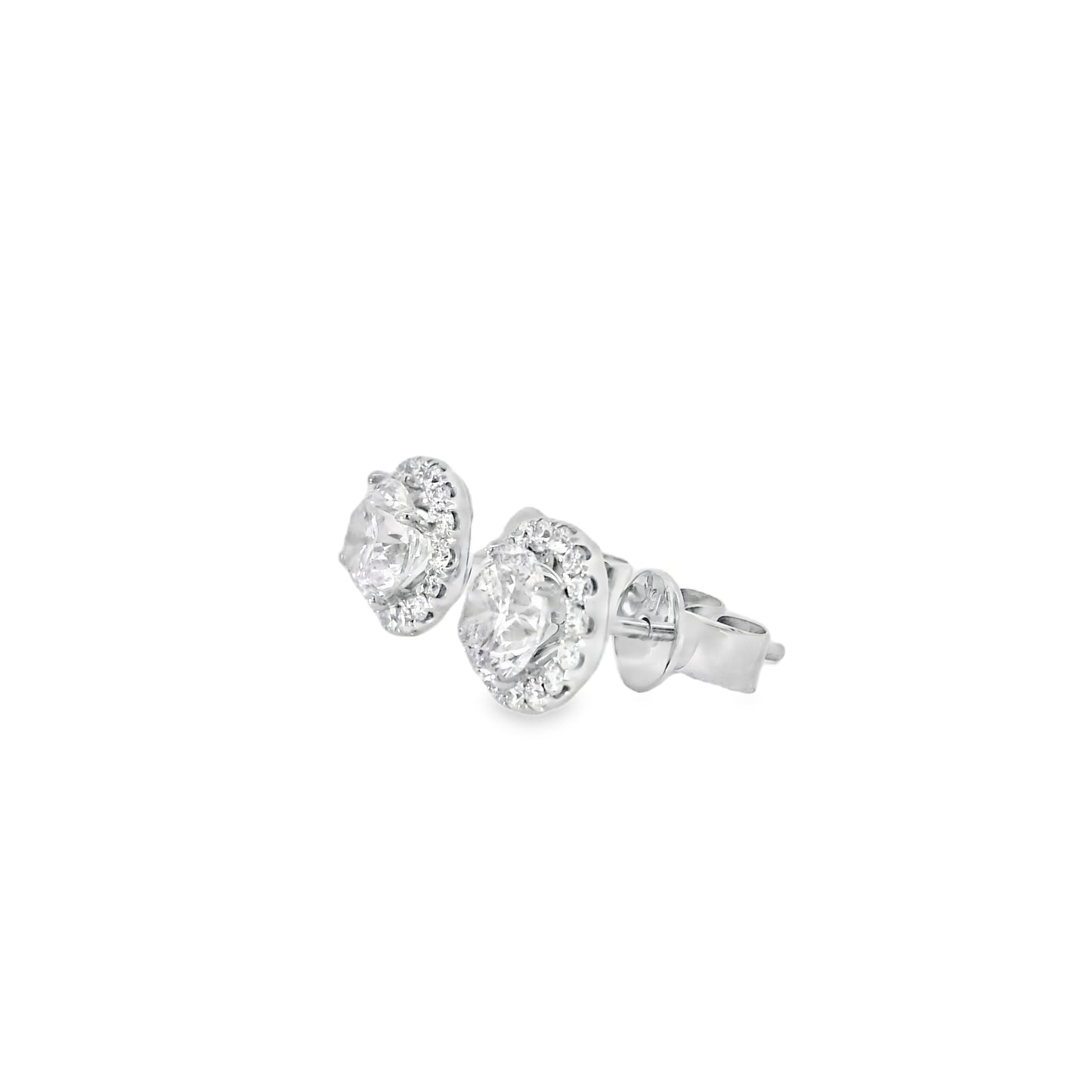 18k White Gold 1.95ctw Natural Round Brilliant Diamond Earrings