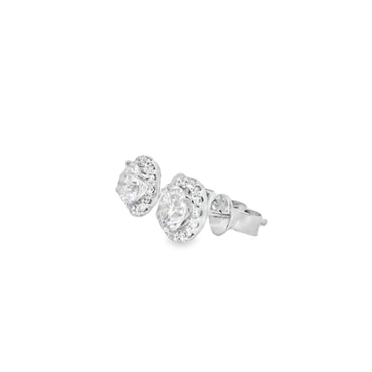 18k White Gold 1.95ctw Natural Round Brilliant Diamond Earrings