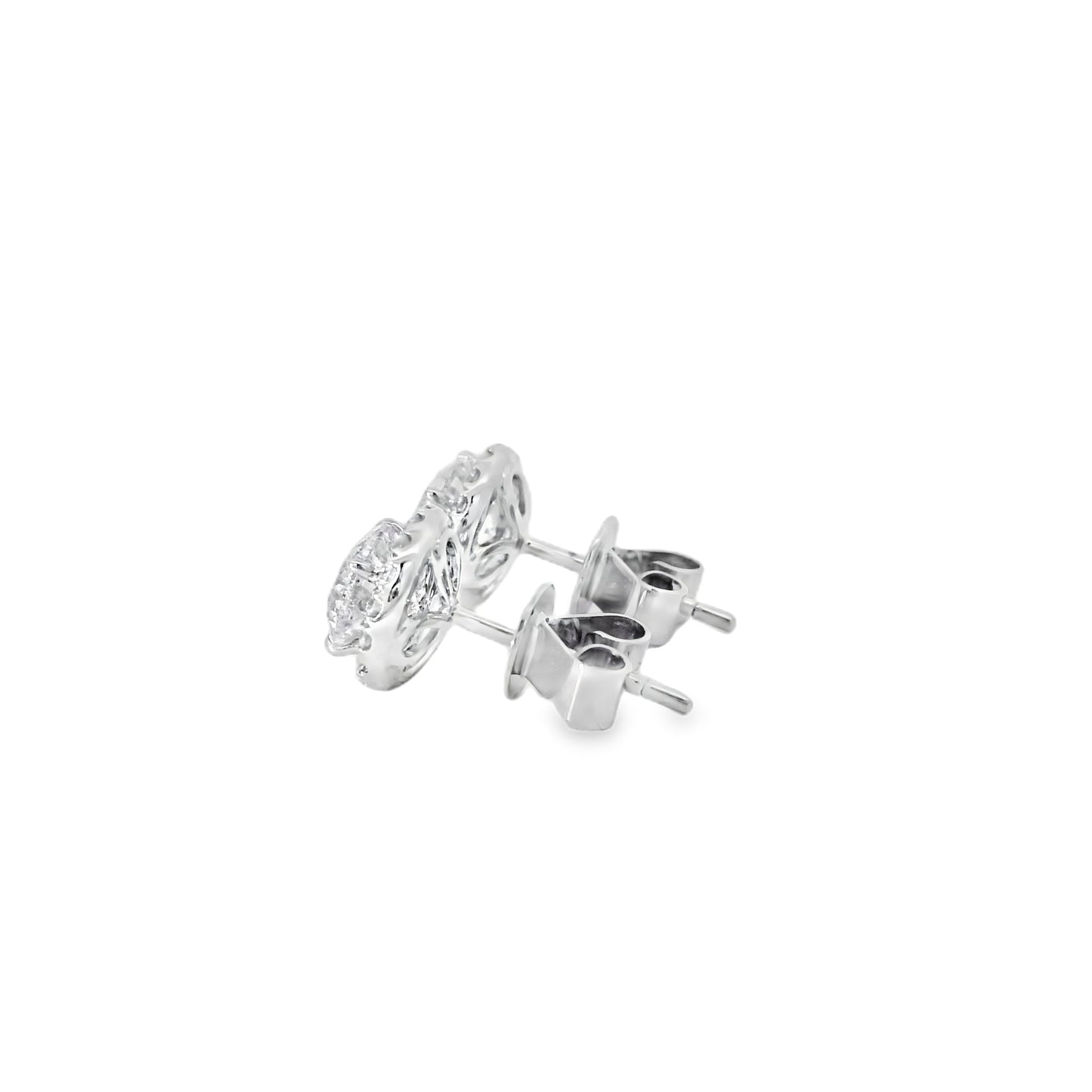 18k White Gold 1.95ctw Natural Round Brilliant Diamond Earrings