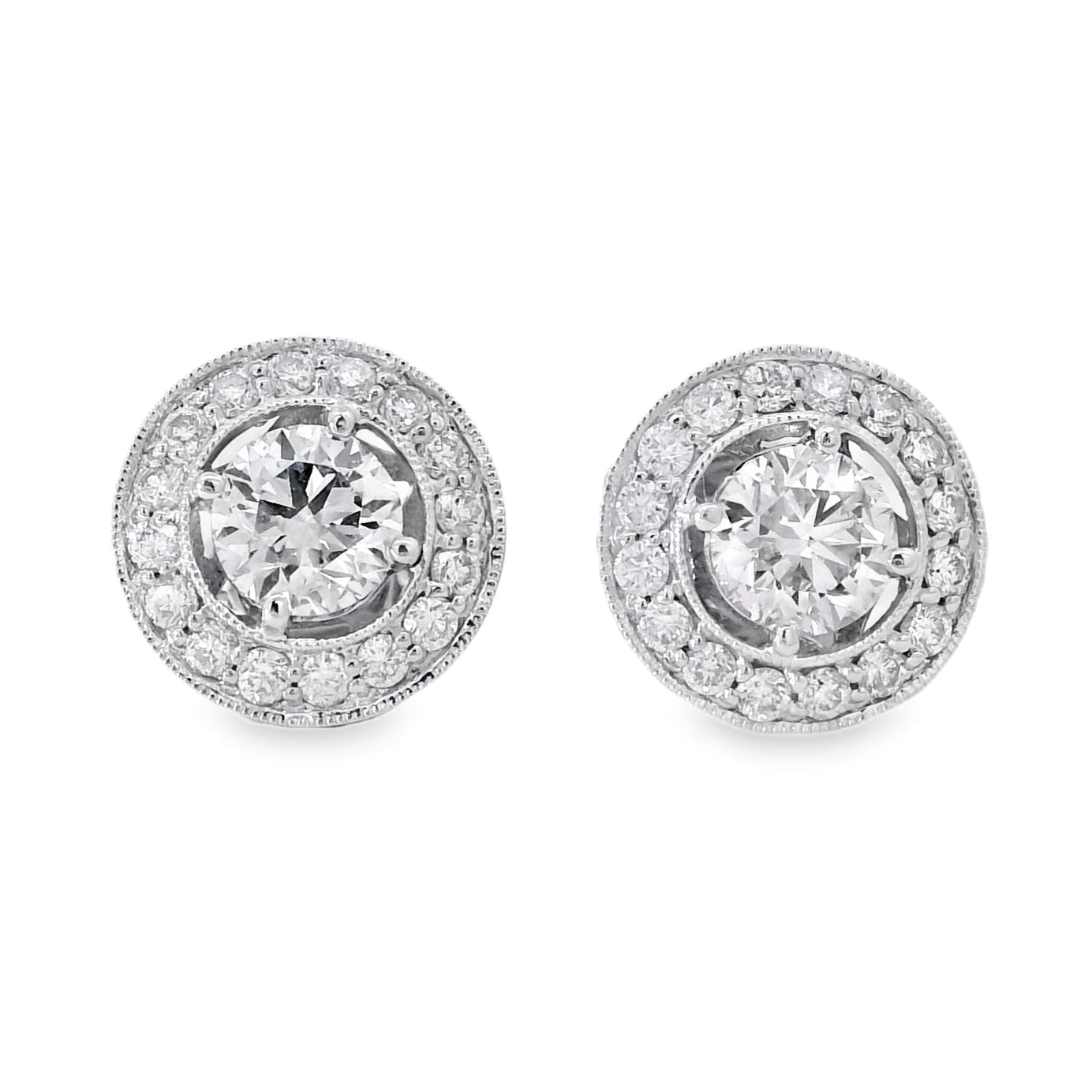 18k White Gold 2.59ctw Natural Round Brilliant Diamond Earrings