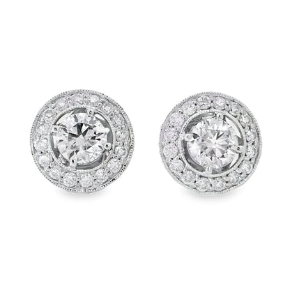 18k White Gold 2.59ctw Natural Round Brilliant Diamond Earrings