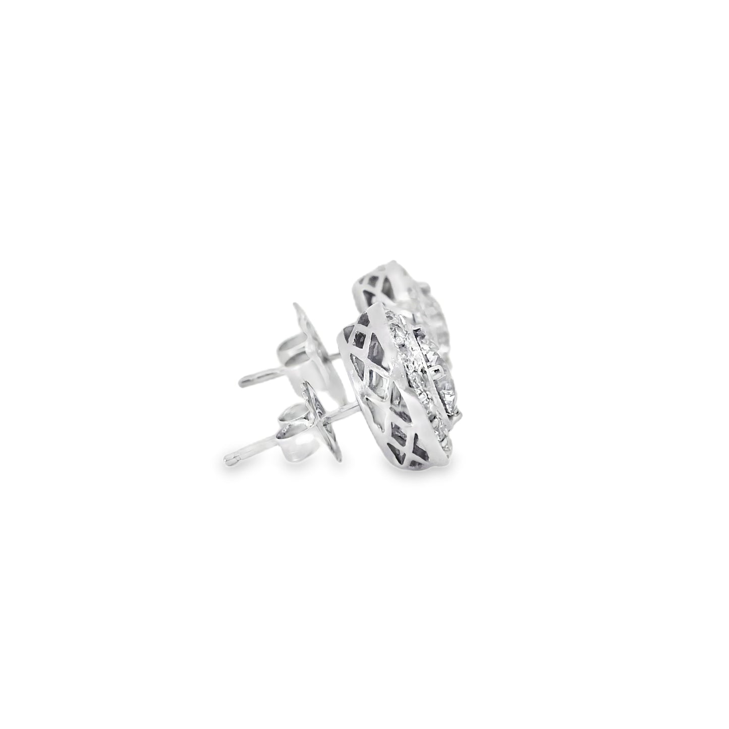 18k White Gold 2.59ctw Natural Round Brilliant Diamond Earrings