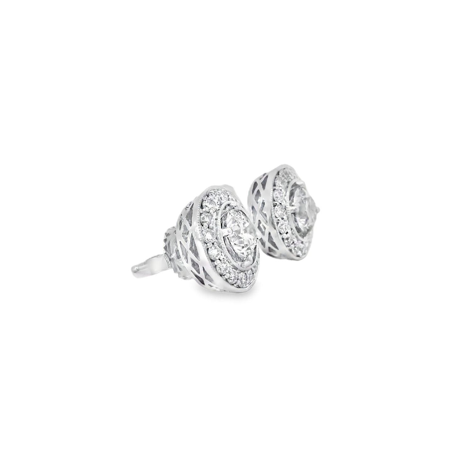 18k White Gold 2.59ctw Natural Round Brilliant Diamond Earrings