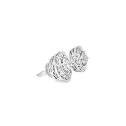 18k White Gold 2.59ctw Natural Round Brilliant Diamond Earrings