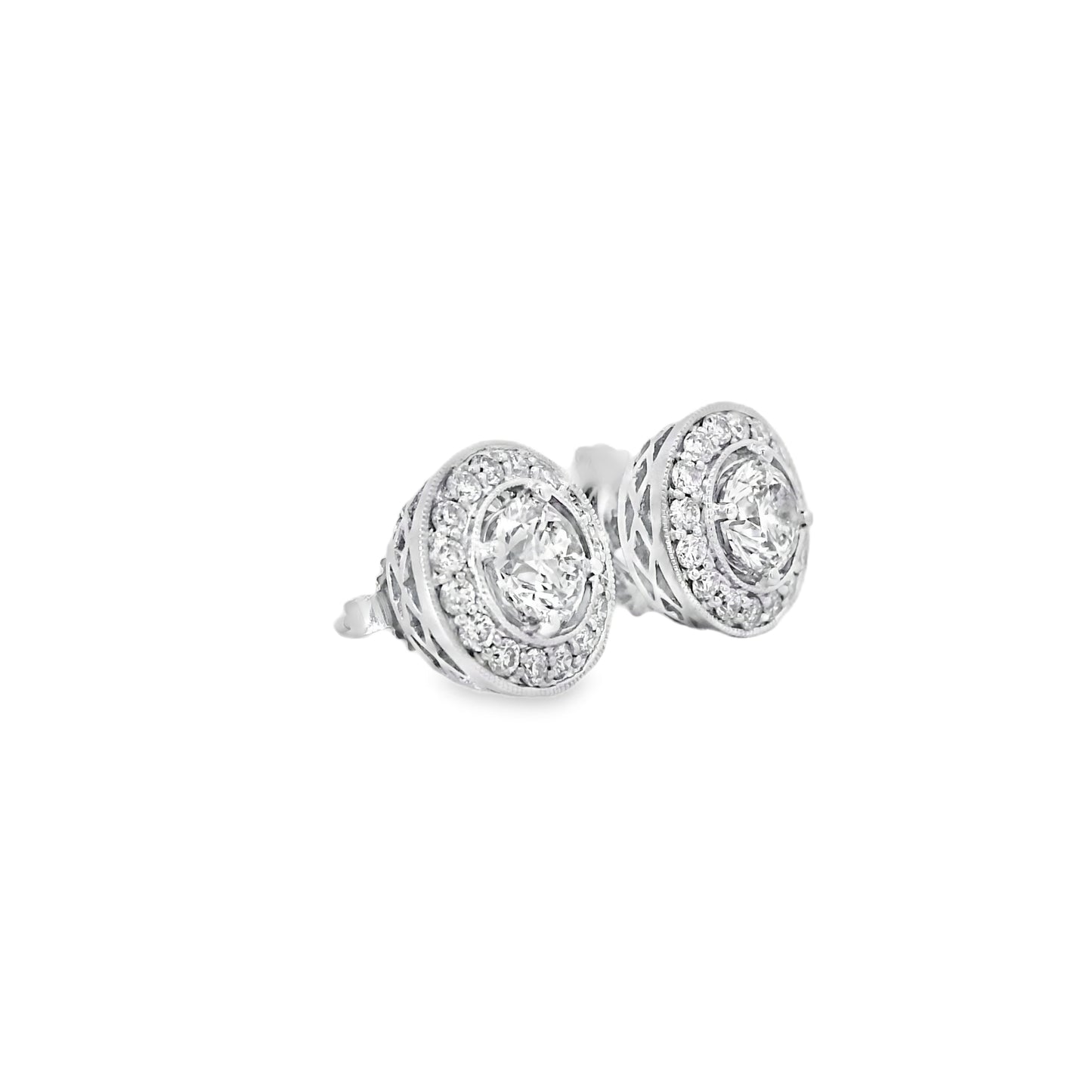 18k White Gold 2.59ctw Natural Round Brilliant Diamond Earrings