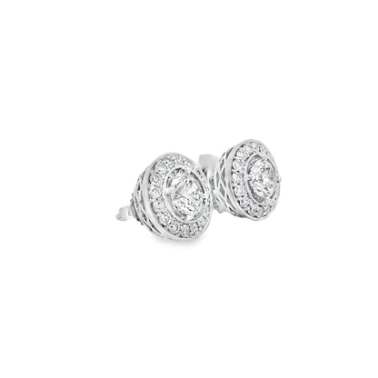 18k White Gold 2.59ctw Natural Round Brilliant Diamond Earrings