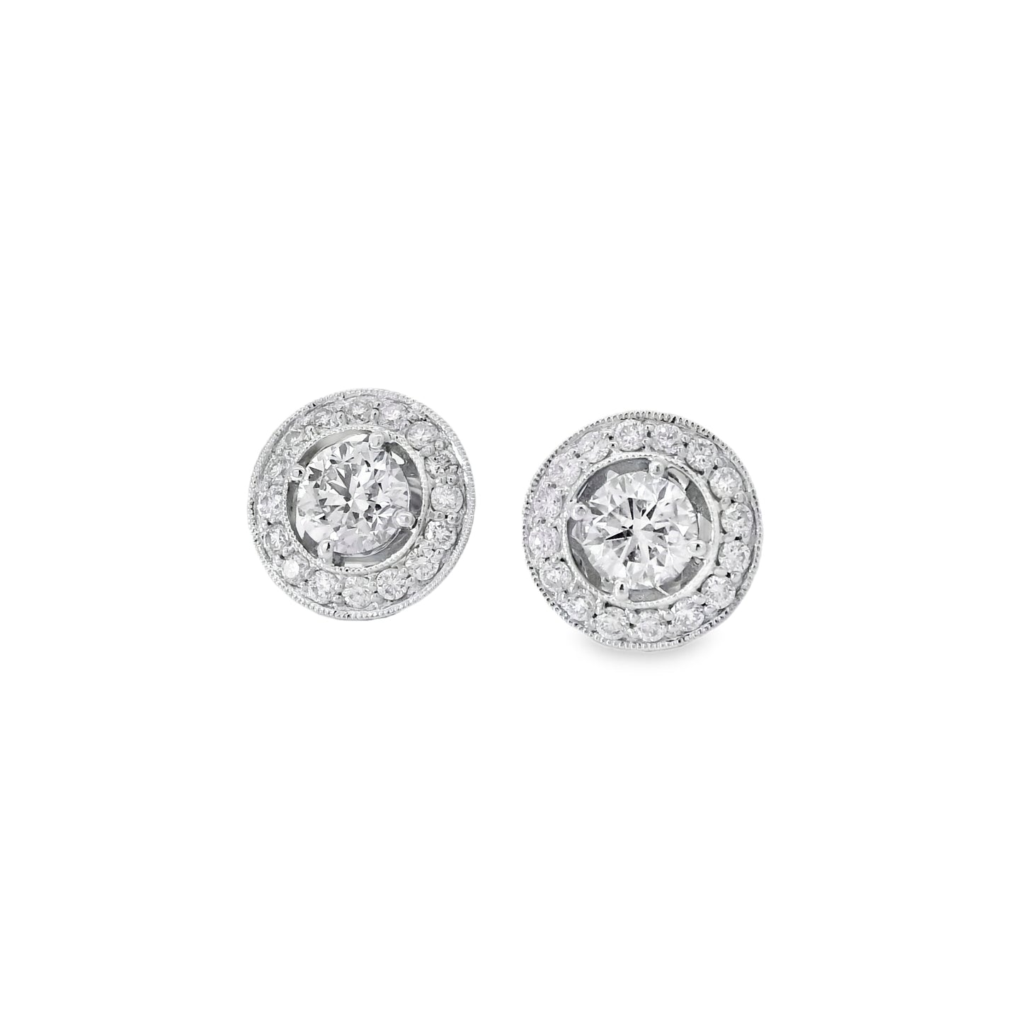 18k White Gold 2.59ctw Natural Round Brilliant Diamond Earrings