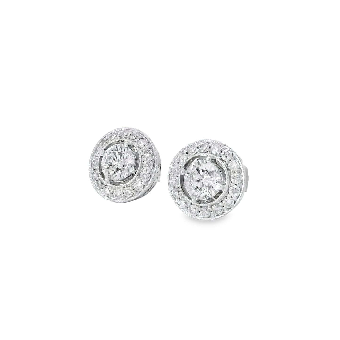 18k White Gold 2.59ctw Natural Round Brilliant Diamond Earrings