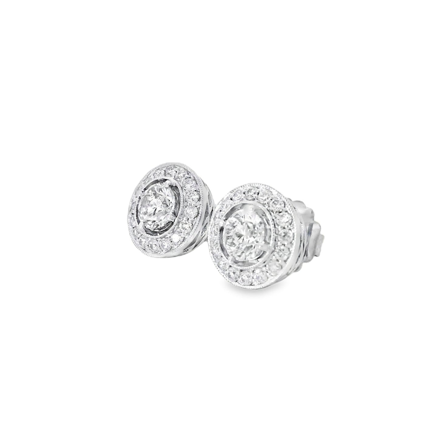 18k White Gold 2.59ctw Natural Round Brilliant Diamond Earrings
