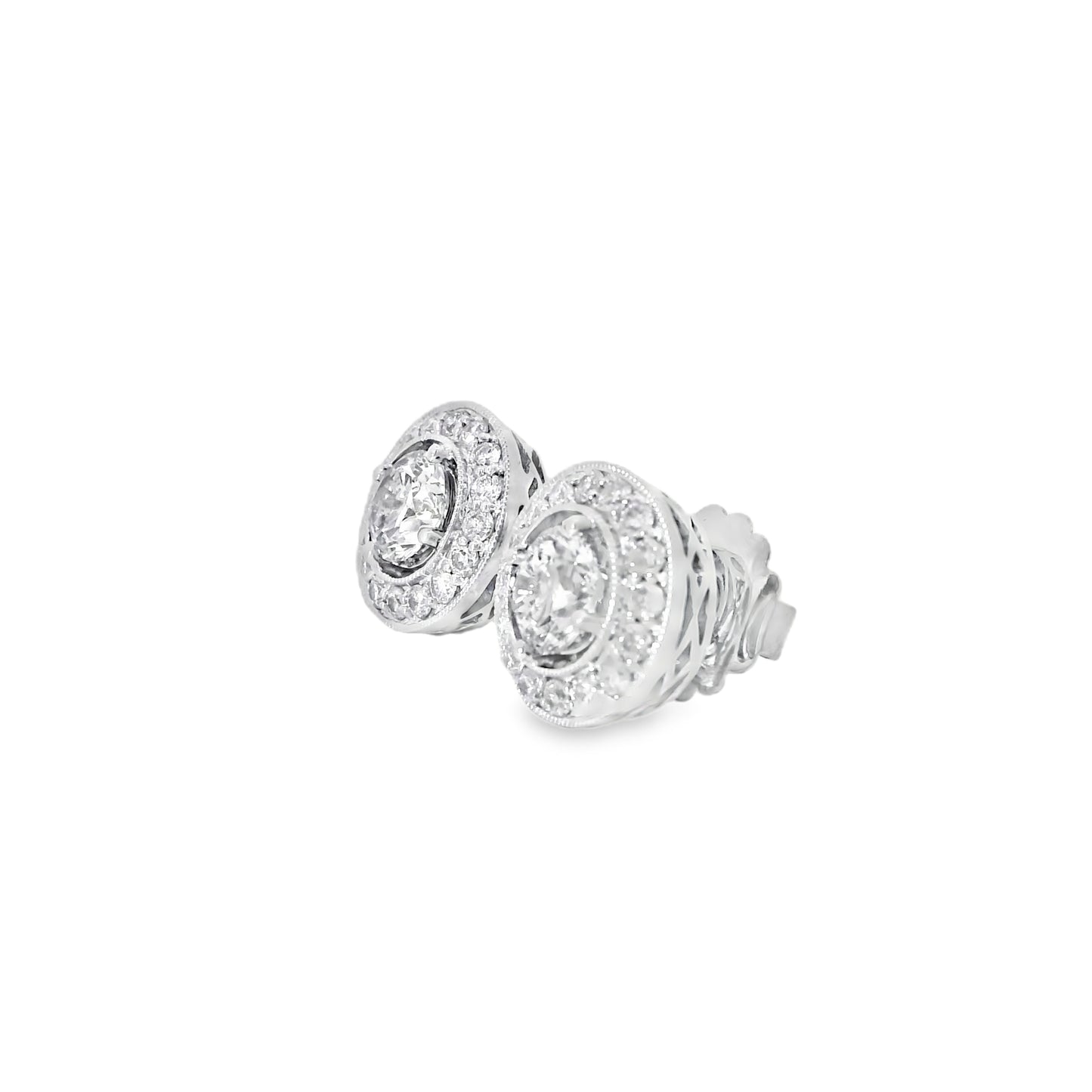 18k White Gold 2.59ctw Natural Round Brilliant Diamond Earrings