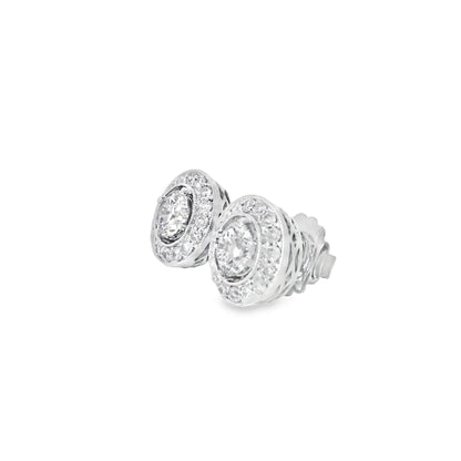 18k White Gold 2.59ctw Natural Round Brilliant Diamond Earrings