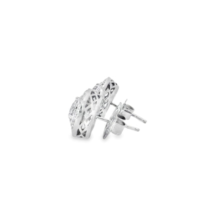 18k White Gold 2.59ctw Natural Round Brilliant Diamond Earrings