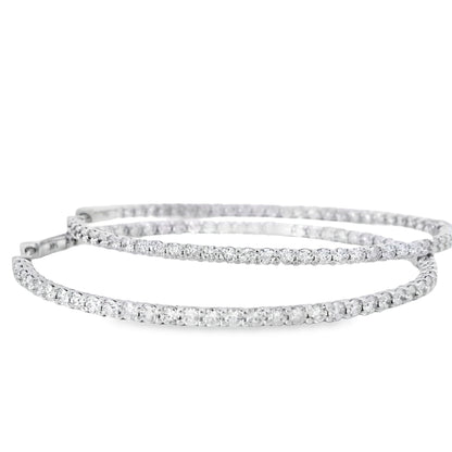 14k White Gold 6.80ctw Natural Round Brilliant Diamond Inside Out Hoops