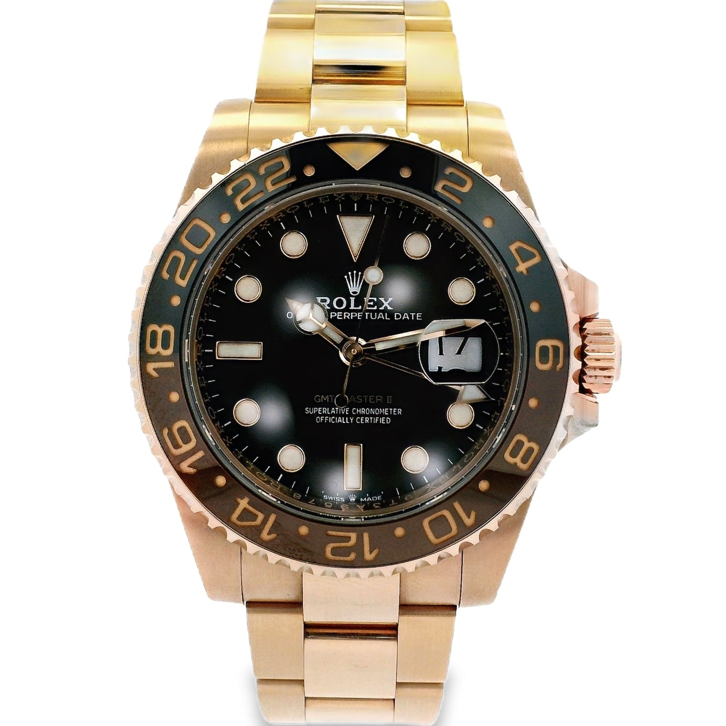 Rolex 126715CHNR "Root Beer" 18k Rose Gold on Oyster Bracelet Watch