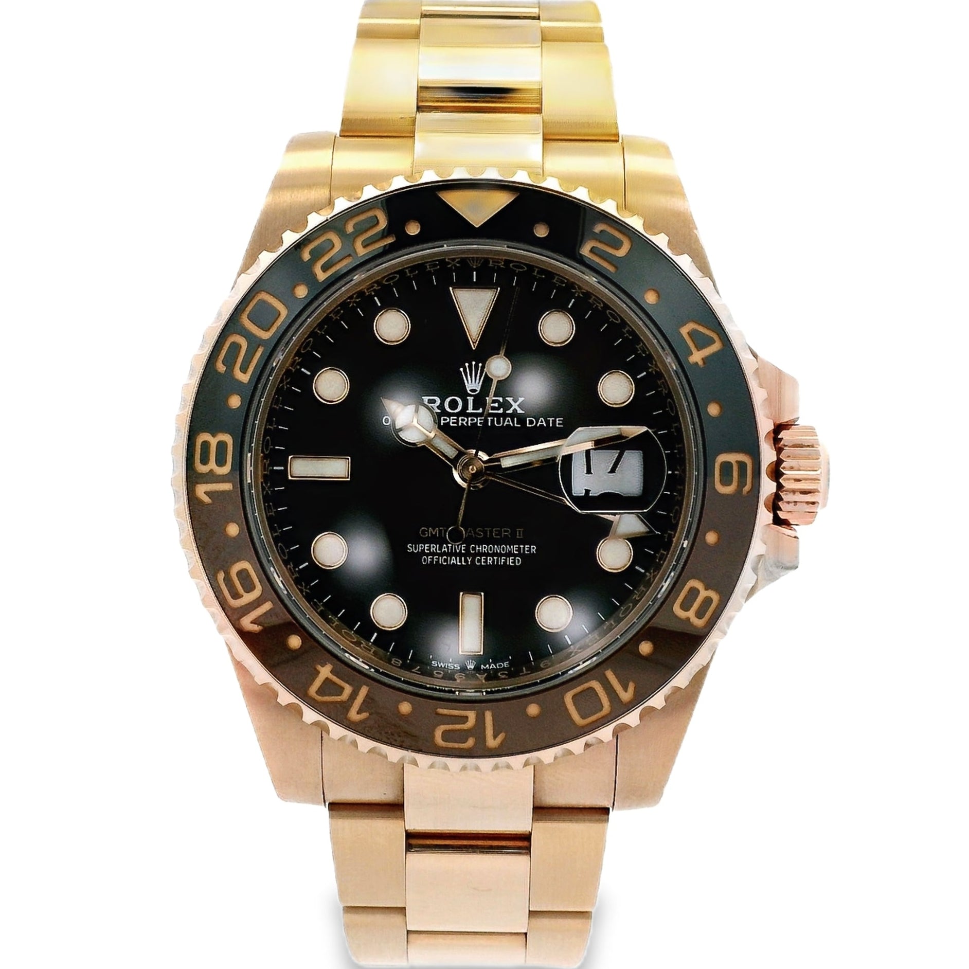 Rolex 126715CHNR "Root Beer" 18k Rose Gold on Oyster Bracelet Watch