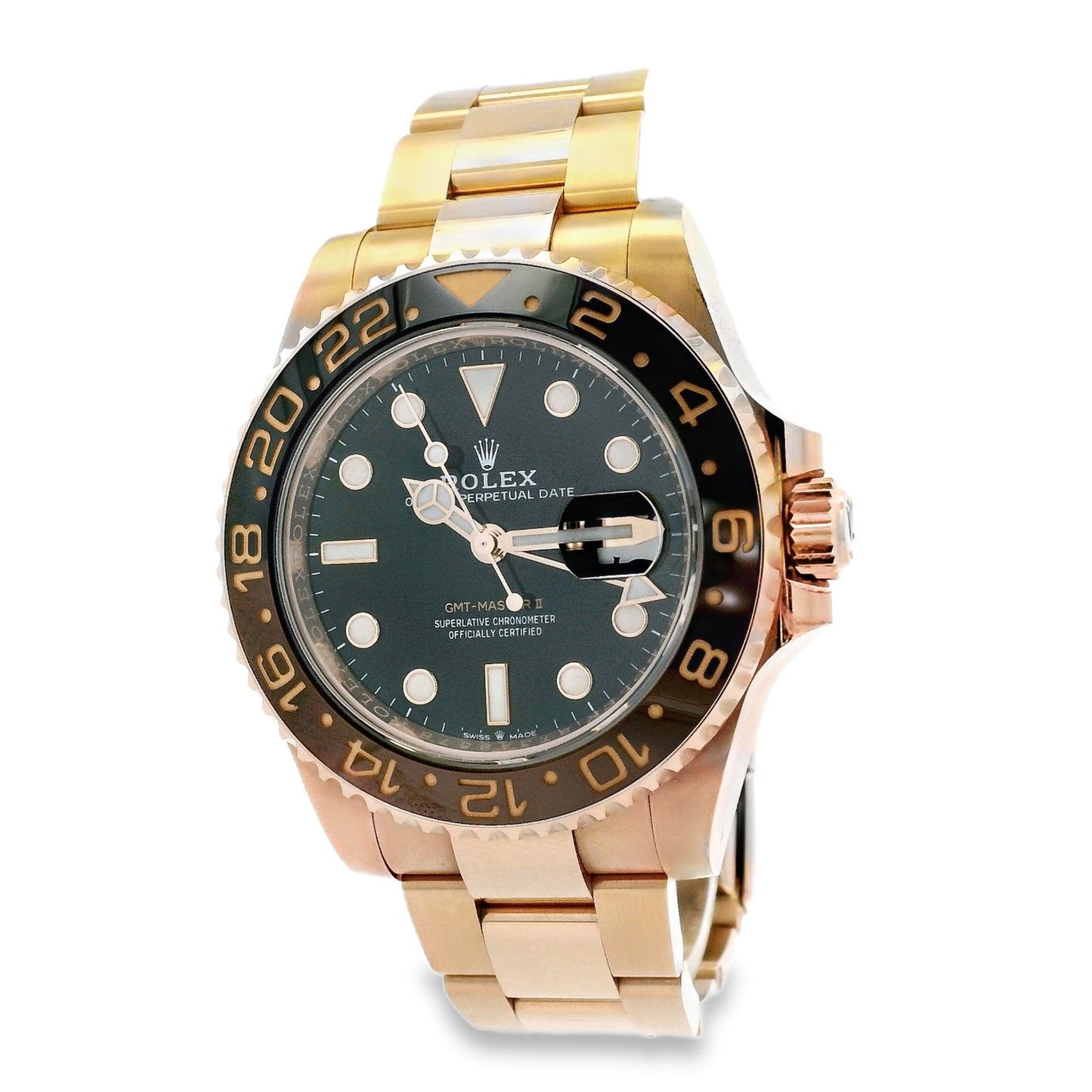 Rolex 126715CHNR "Root Beer" 18k Rose Gold on Oyster Bracelet Watch