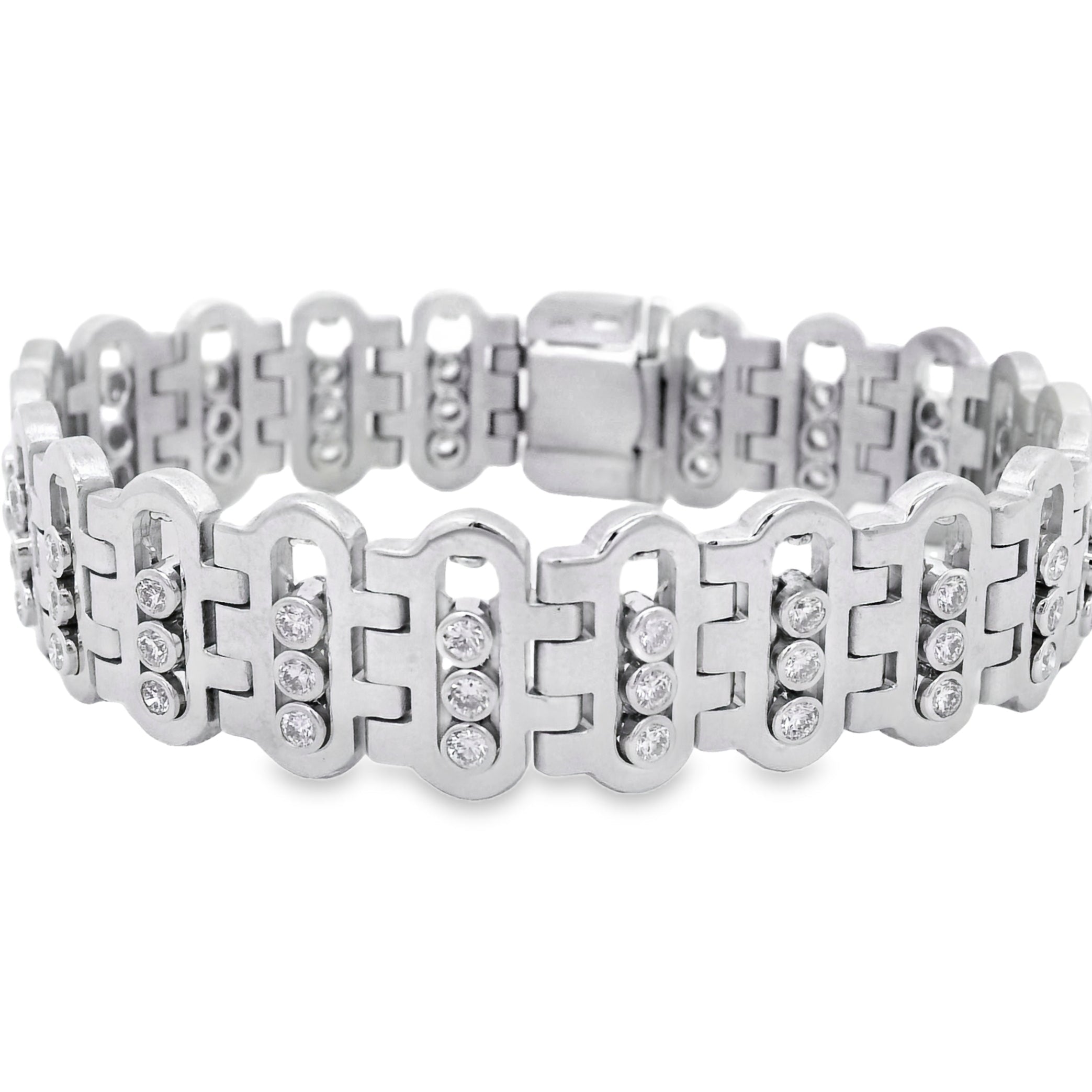 14k White Gold 3.25ctw Link Bracelet set With Diamonds