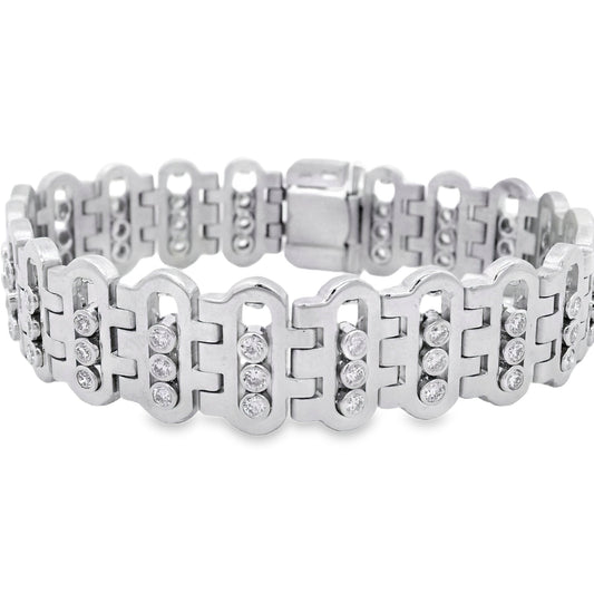 14k White Gold 3.25ctw Link Bracelet set With Diamonds