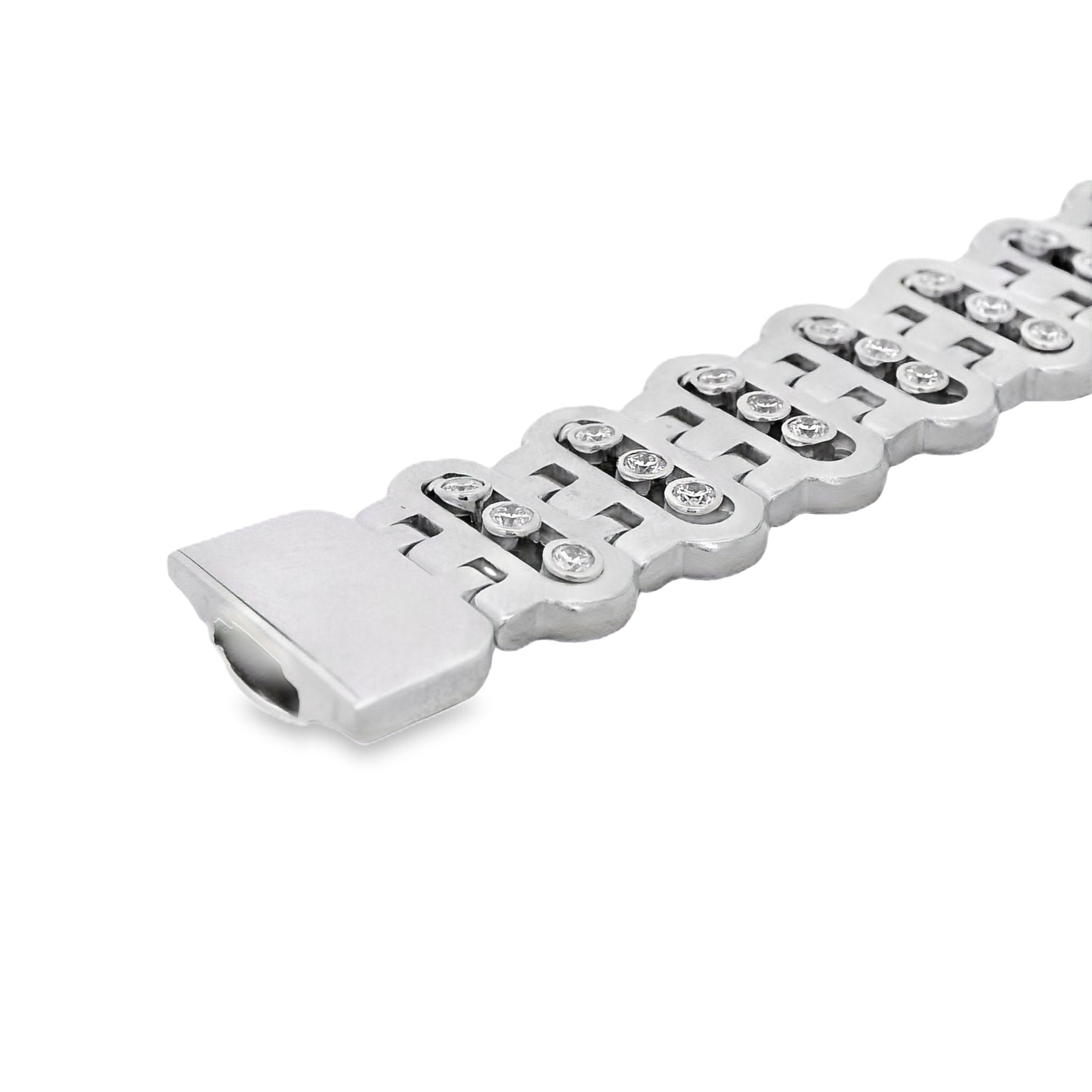 14k White Gold 3.25ctw Link Bracelet set With Diamonds