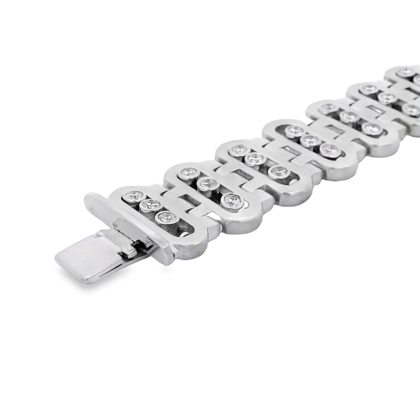 14k White Gold 3.25ctw Link Bracelet set With Diamonds