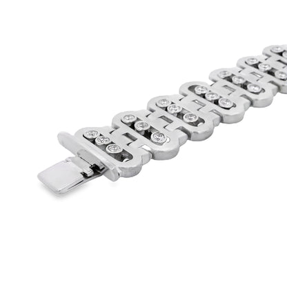 14k White Gold 3.25ctw Link Bracelet set With Diamonds