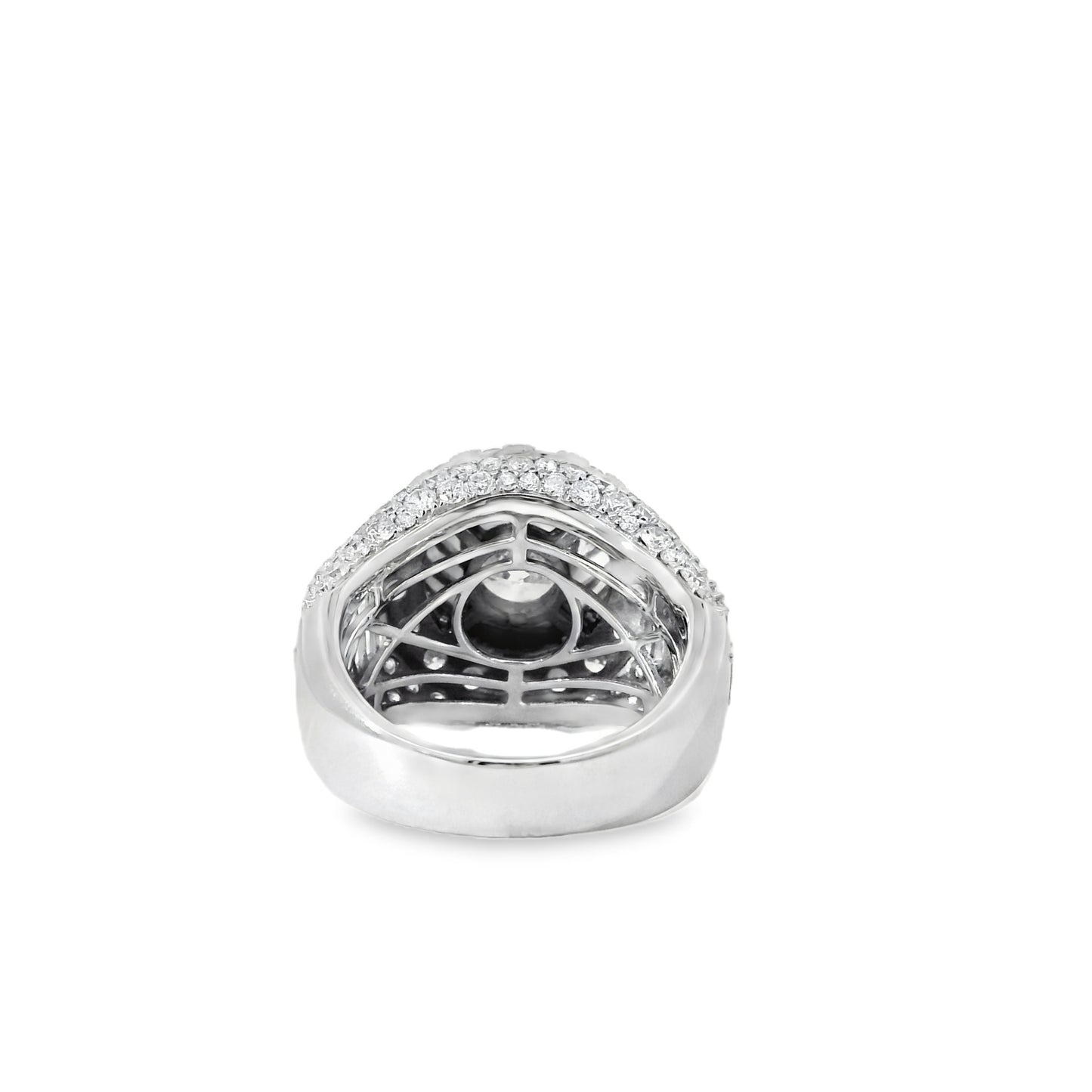 14k White Gold 2.03ctw Round Brilliant Diamonds Surrounded by 5.6ctw Baguette Diamonds Ring