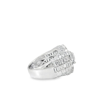 14k White Gold 2.03ctw Round Brilliant Diamonds Surrounded by 5.6ctw Baguette Diamonds Ring