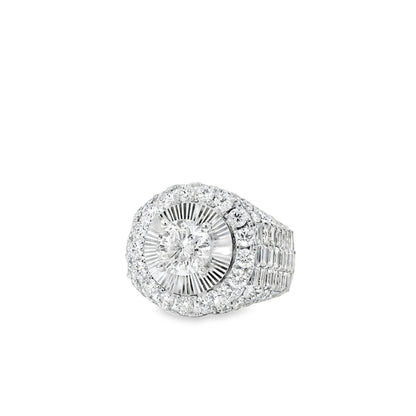 14k White Gold 2.03ctw Round Brilliant Diamonds Surrounded by 5.6ctw Baguette Diamonds Ring