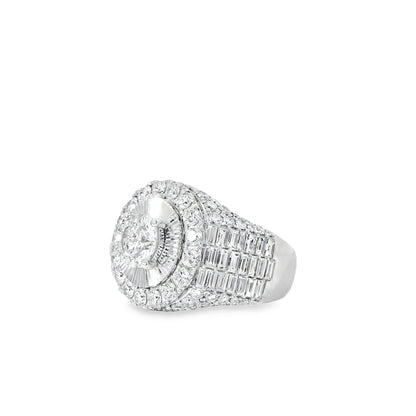 14k White Gold 2.03ctw Round Brilliant Diamonds Surrounded by 5.6ctw Baguette Diamonds Ring