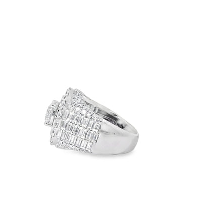 14k White Gold 2.03ctw Round Brilliant Diamonds Surrounded by 5.6ctw Baguette Diamonds Ring