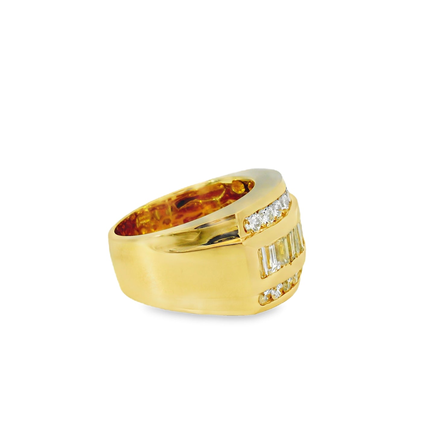 14k Yellow Gold 3.45ctw Baguette-cut and 2.25ctw Round Brilliant Diamond Ring