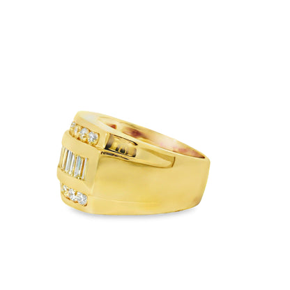 14k Yellow Gold 3.45ctw Baguette-cut and 2.25ctw Round Brilliant Diamond Ring