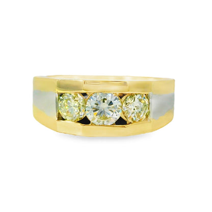 14k White and Yellow Gold 1.75ctw Featuring Three Set Diamonds Ring
