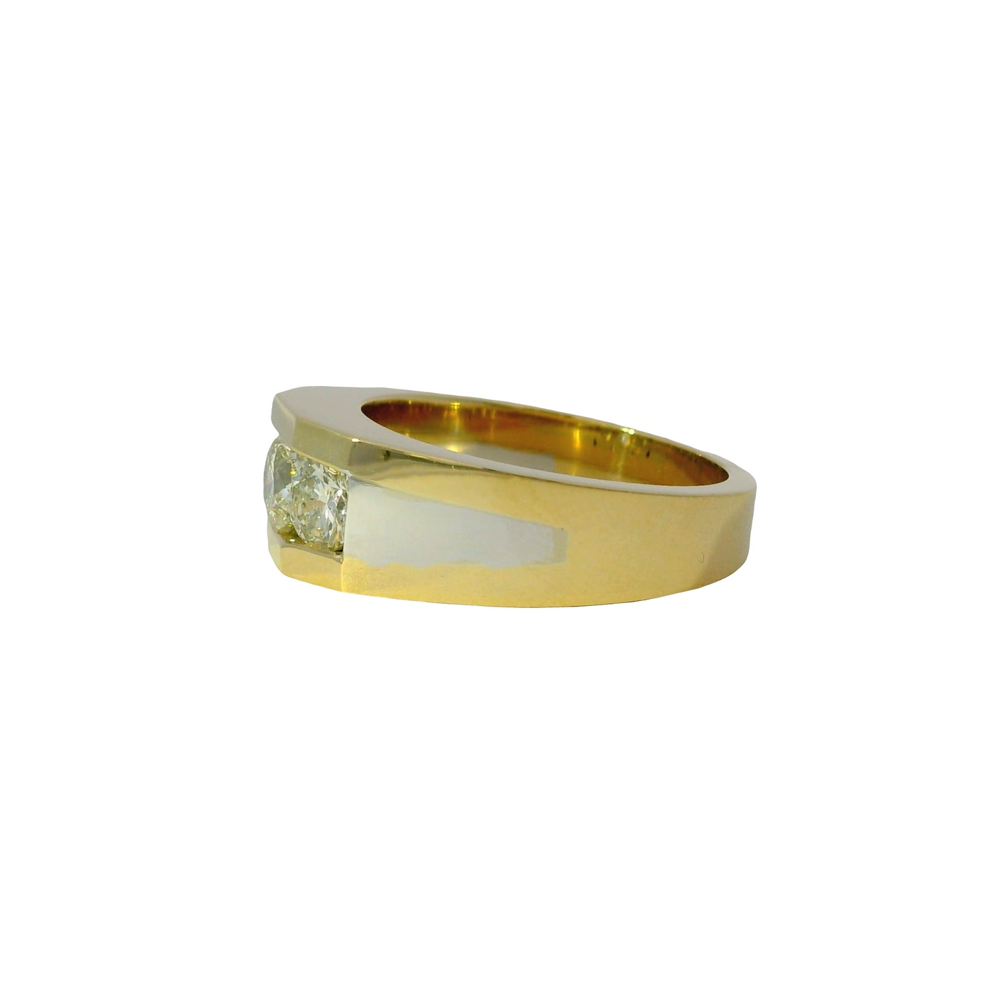 14k White and Yellow Gold 1.75ctw Featuring Three Set Diamonds Ring
