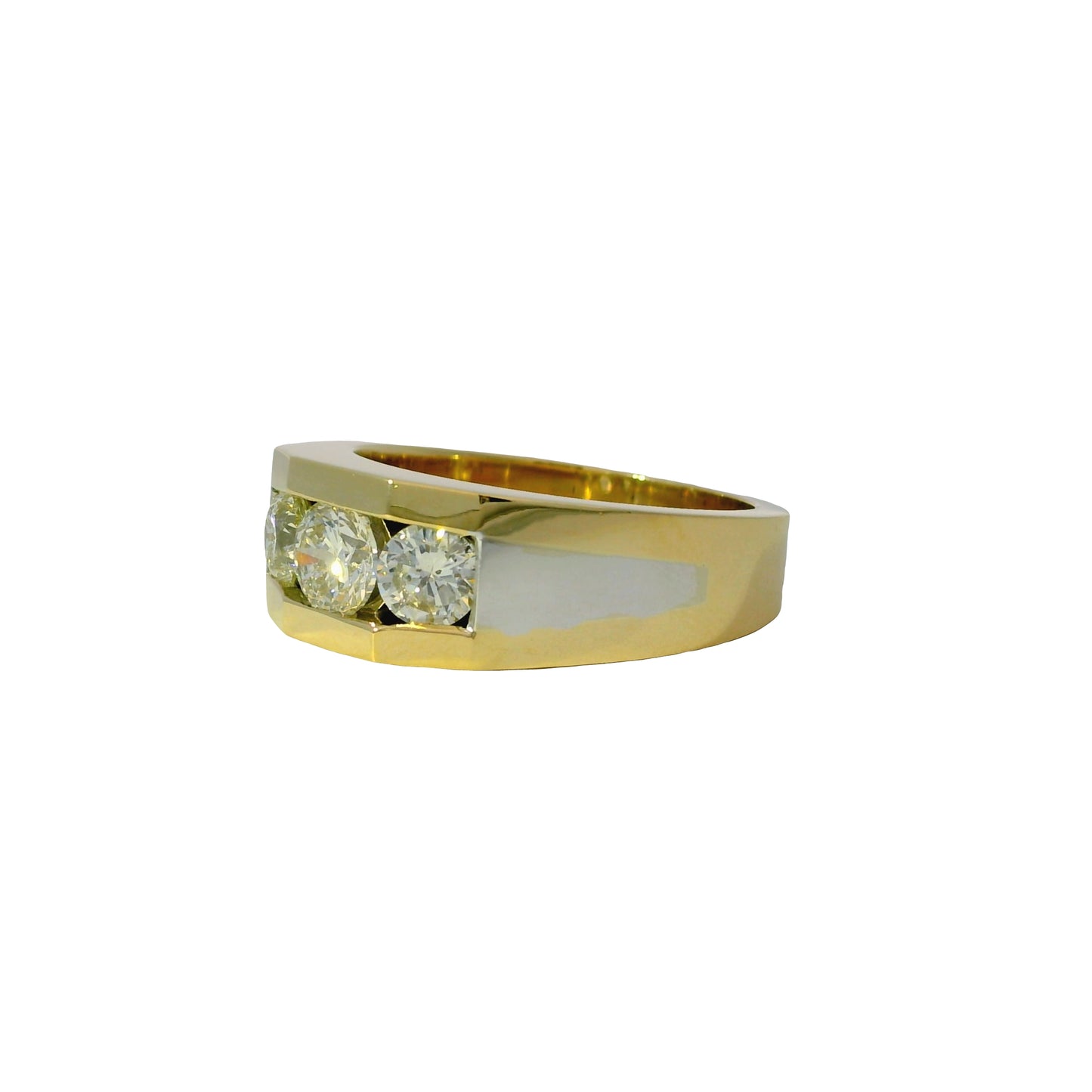 14k White and Yellow Gold 1.75ctw Featuring Three Set Diamonds Ring