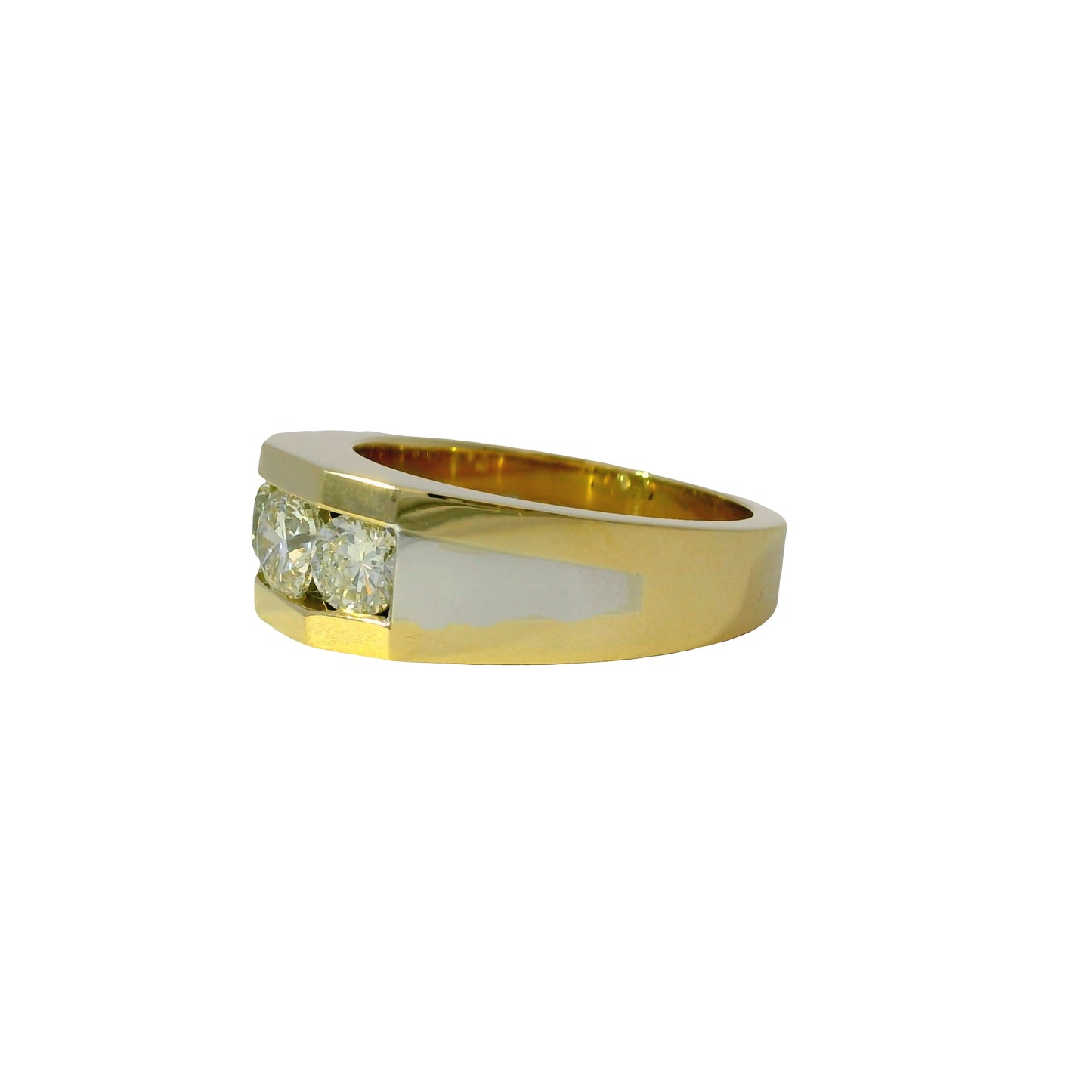 14k White and Yellow Gold 1.75ctw Featuring Three Set Diamonds Ring