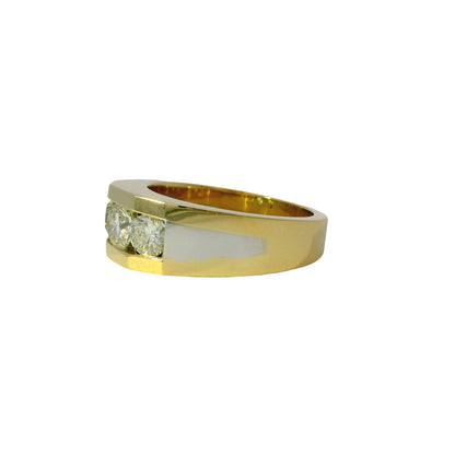 14k White and Yellow Gold 1.75ctw Featuring Three Set Diamonds Ring