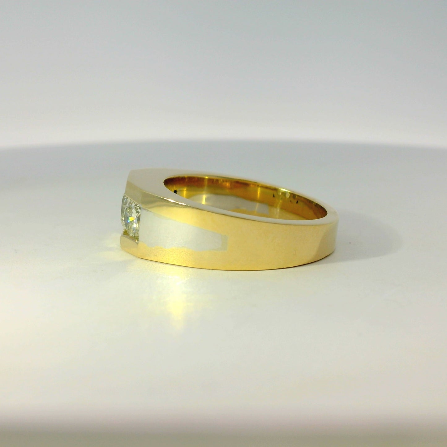 14k White and Yellow Gold 1.75ctw Featuring Three Set Diamonds Ring