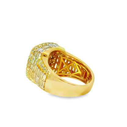 14k Yellow Gold 6.70ctw Baguette Cut and 2.01ctw Round Brilliant Diamonds Ring