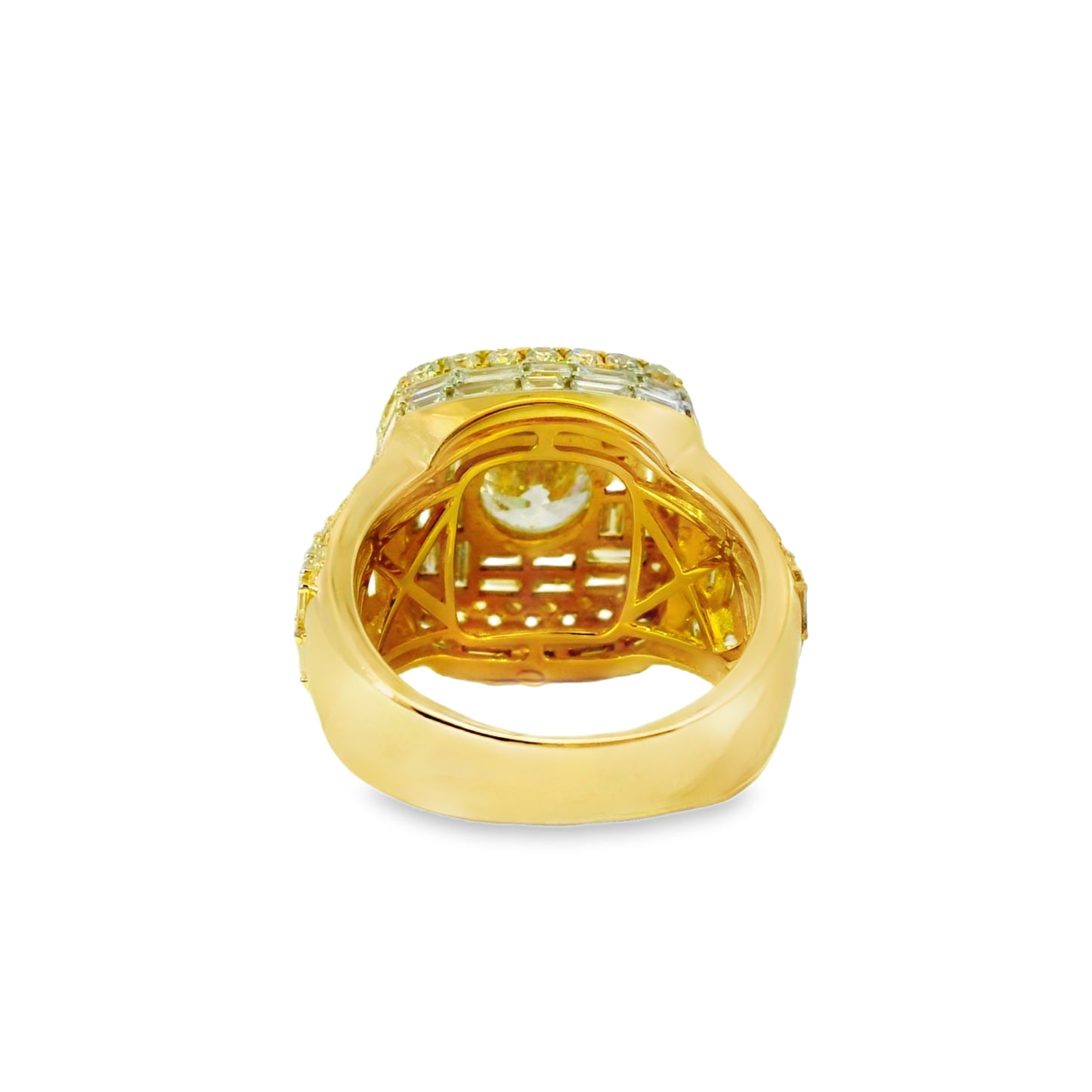 14k Yellow Gold 6.70ctw Baguette Cut and 2.01ctw Round Brilliant Diamonds Ring