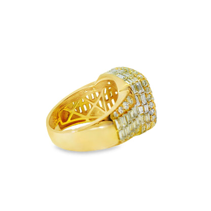14k Yellow Gold 6.70ctw Baguette Cut and 2.01ctw Round Brilliant Diamonds Ring