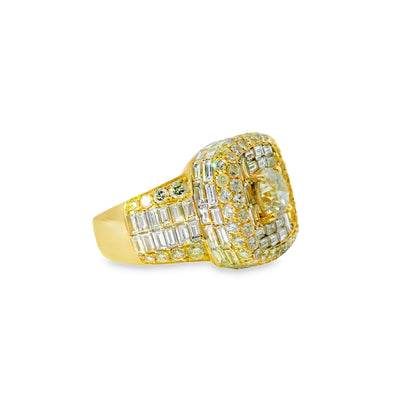 14k Yellow Gold 6.70ctw Baguette Cut and 2.01ctw Round Brilliant Diamonds Ring
