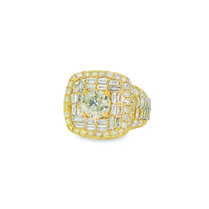 14k Yellow Gold 6.70ctw Baguette Cut and 2.01ctw Round Brilliant Diamonds Ring