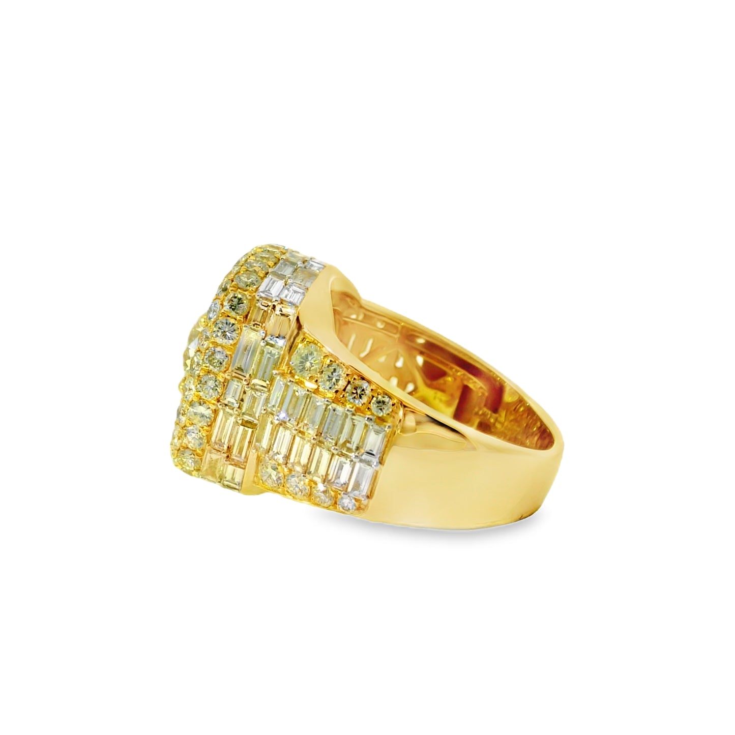 14k Yellow Gold 6.70ctw Baguette Cut and 2.01ctw Round Brilliant Diamonds Ring