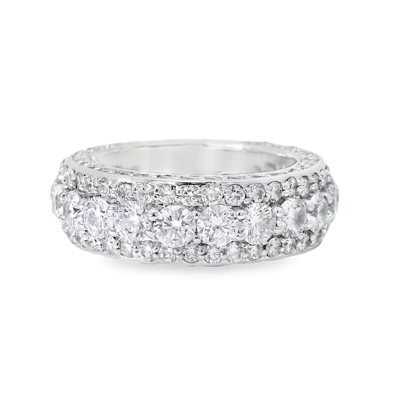14k White Gold 4.85ctw Triple-row Diamond Band