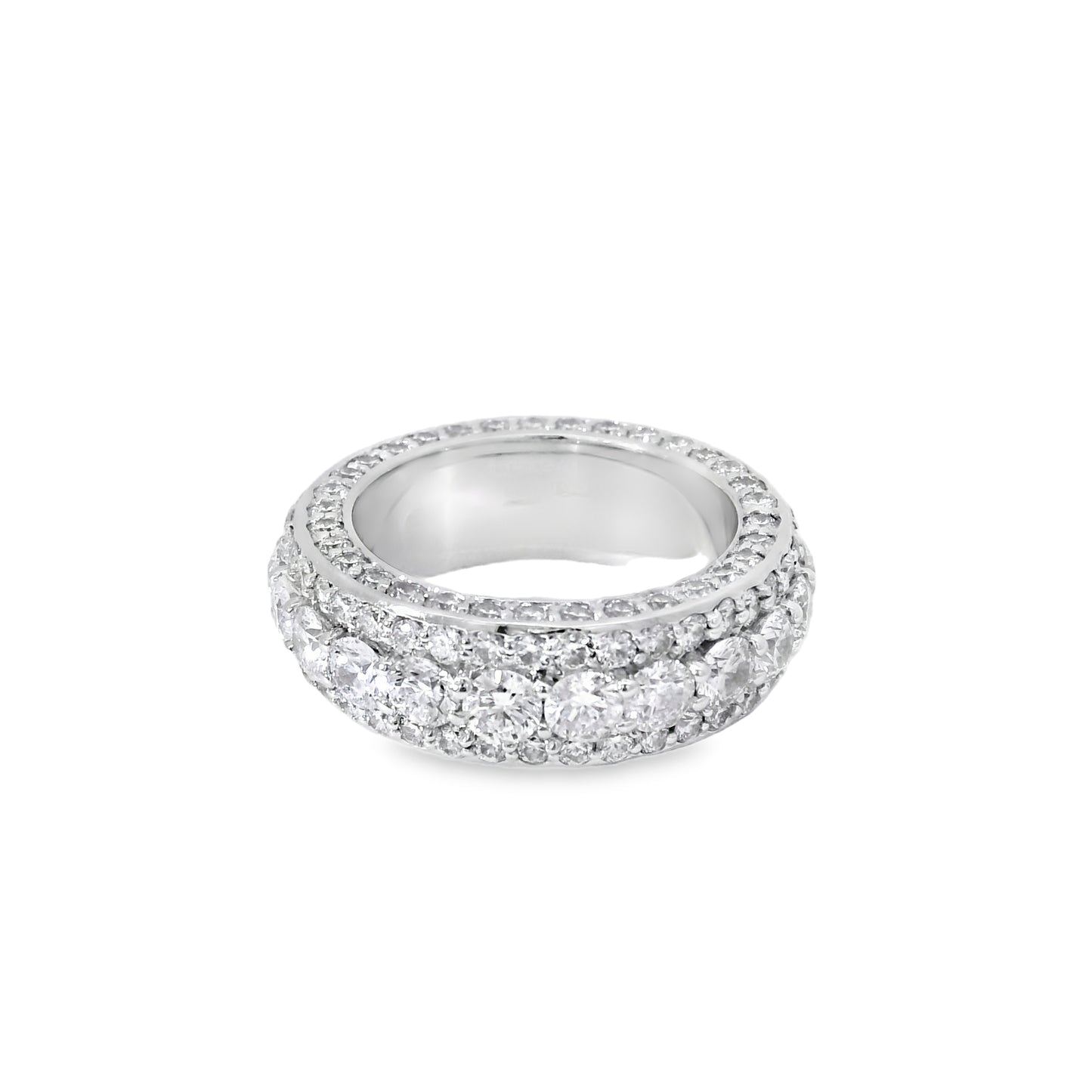 14k White Gold 4.85ctw Triple-row Diamond Band