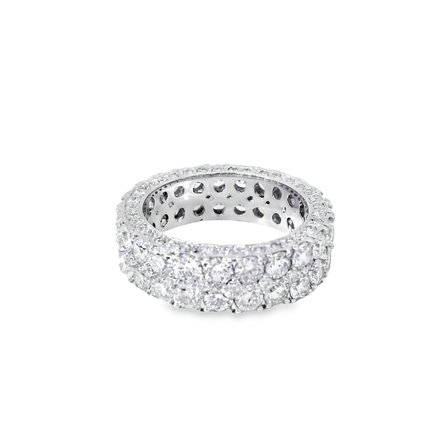 14k White Gold 6.75ctw Two-row Round Brilliant Diamonds Ring