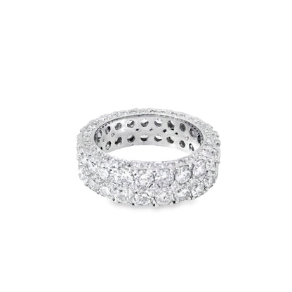 14k White Gold 6.75ctw Two-row Round Brilliant Diamonds Ring