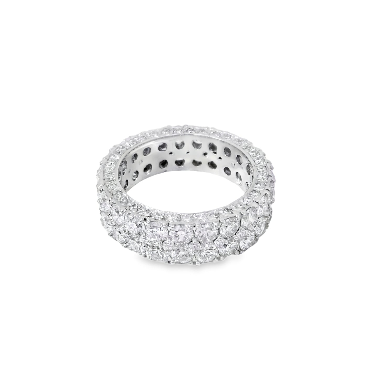 14k White Gold 6.75ctw Two-row Round Brilliant Diamonds Ring